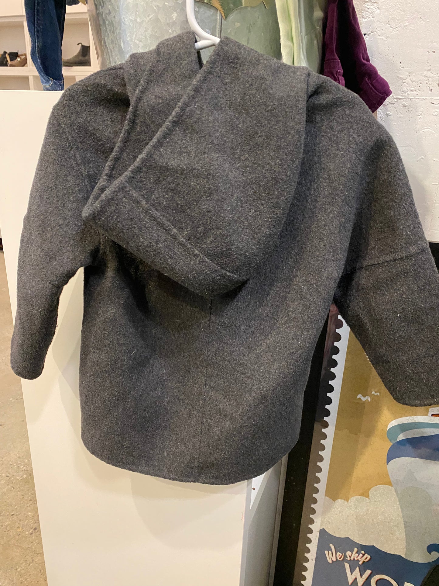 Consignment 0529-02 Zara grey wool hooded jacket sz 2-3Y