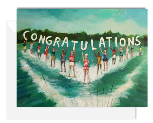 Janet Hill Studio - Water Skiers Congratulations Card
