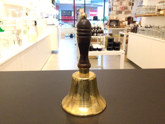 Gail Vintage - vintage brass bell with wooden handle