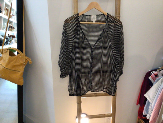 Consignment 2710-8	Julienne sheer polka dot shirt. Size M.