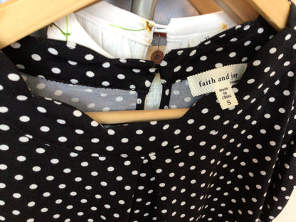 Consignment 2513-04	Faith and Joy. Black Polka Dot Blouse sz.