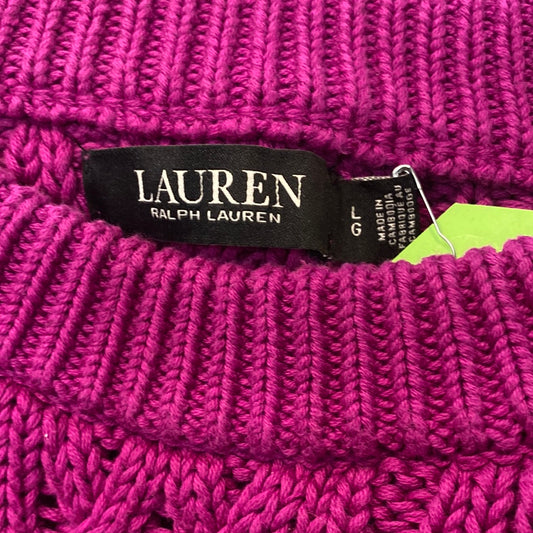 Consignment 6938-03 Purple Ralph Lauren cable knit sweater sz L