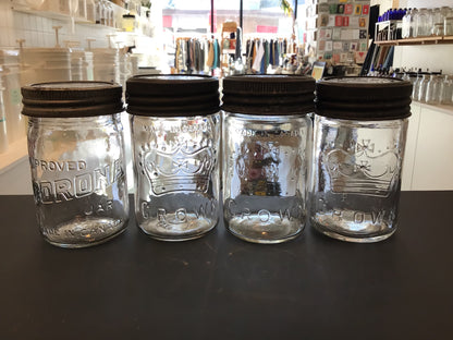 DGS Vintage -  Mason jars with glass lid and zinc screw cap. Price is per jar.