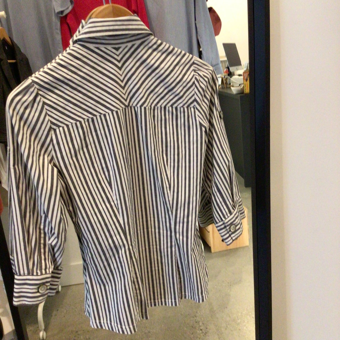 Consignment 1011-12 Next, grey & white stripped shirt size 6