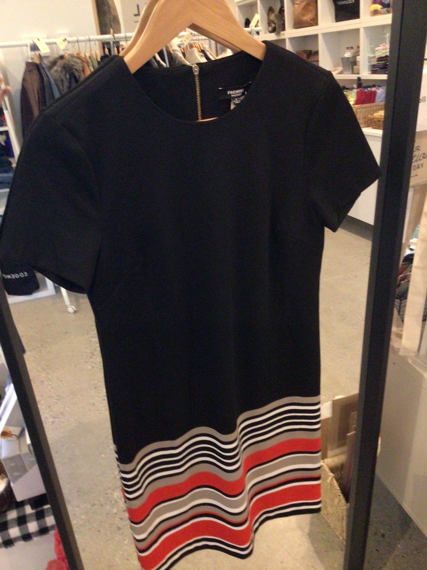 Consignment 0725-21 Premise black dress w/stripes. Size 4