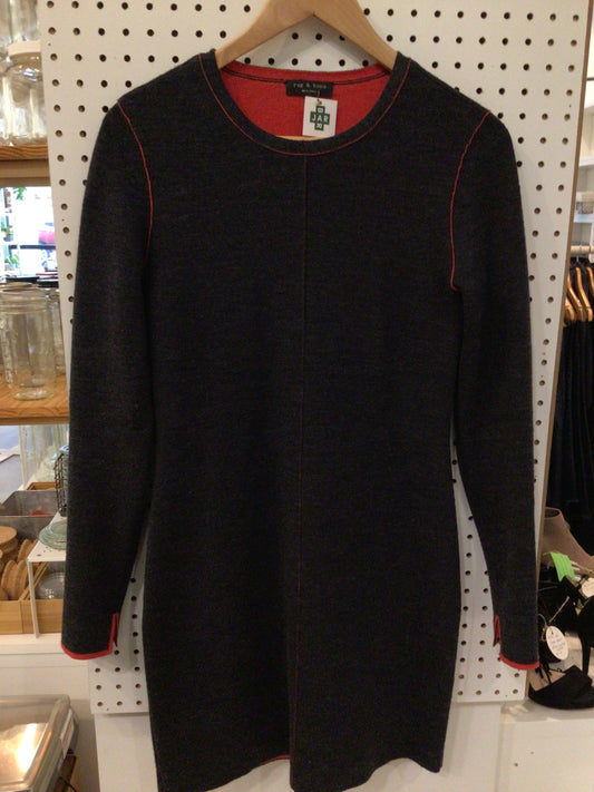 Consignment 4314-65	Rag & Bone grey merino wool dress with red edging. Size S.