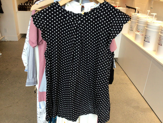 Consignment 2513-04	Faith and Joy. Black Polka Dot Blouse sz.