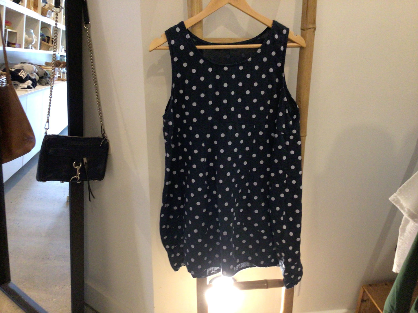 Consignment 9420-07	Luca Vanucci. Polka dot blue sundress. Sz. M/L