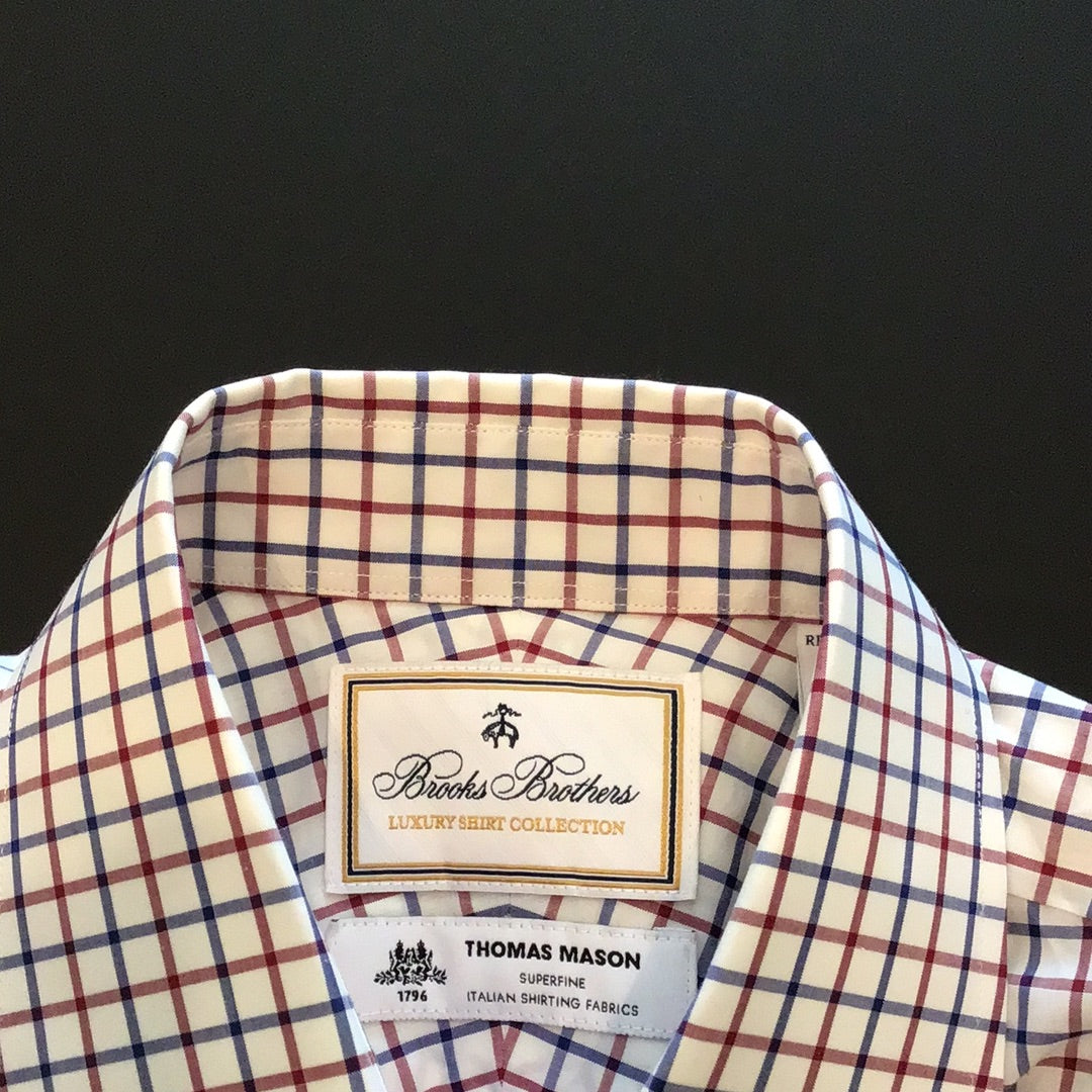 Consignment 9754-02 Brooks Oxford Brothers red/blue chequered shirt. Size 15 collar.