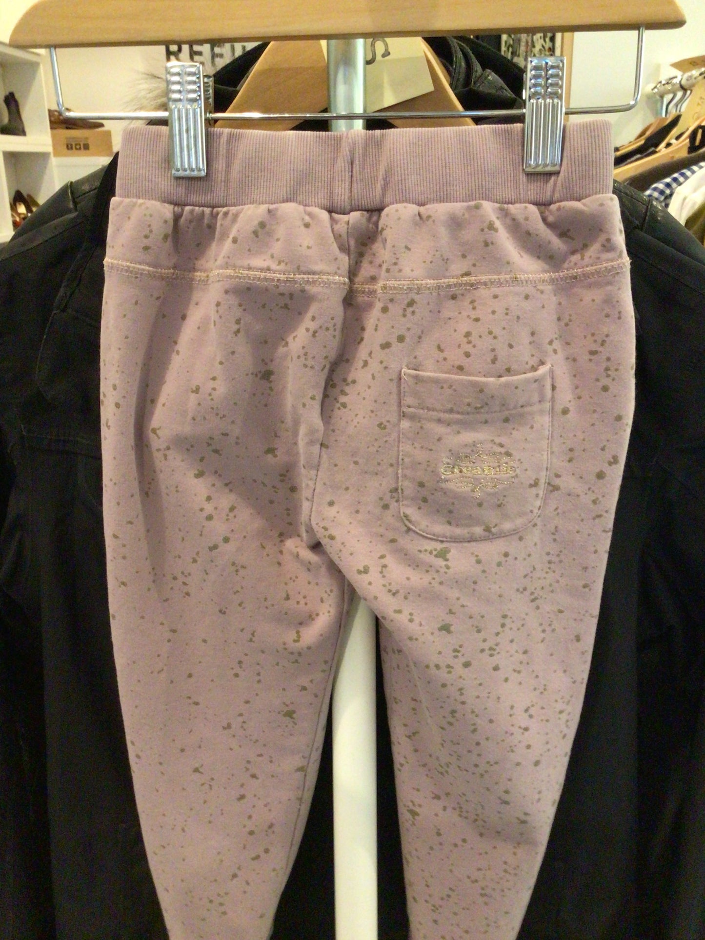Consignment 2653-03 Creamie pink & brown dots sweat pants. Age 3.