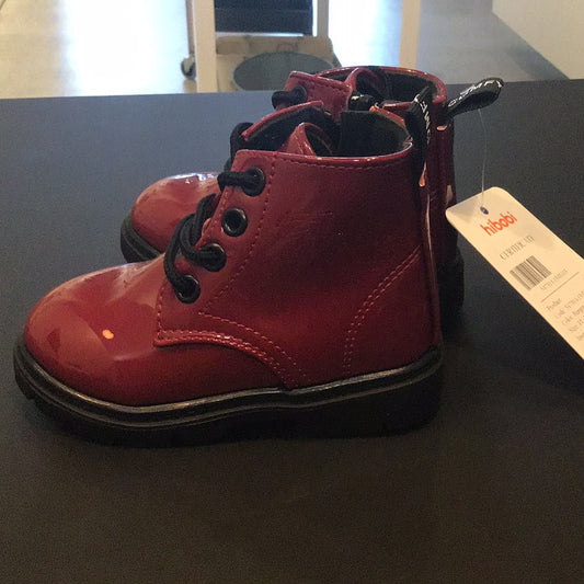 Consignment 2635-03 hibobi Comfy Kids burgundy patent boots sz EU 22.5