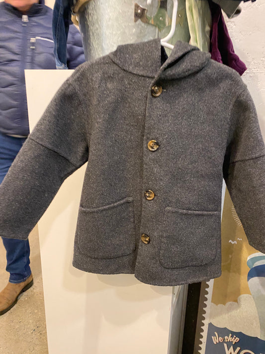 Consignment 0529-02 Zara grey wool hooded jacket sz 2-3Y