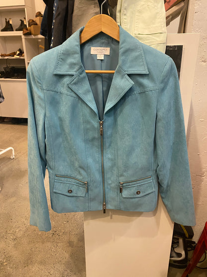 Consignment 1120-02 Concepts Conrad C ultrasuede blue zip jacket sz 10
